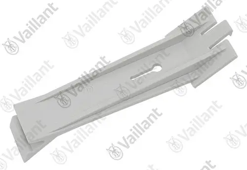 Vaillant Halter in grauer Farbe mit breiterer Basis und schlankerem Ende, geeignet für die Montage an einem Heizsystem oder Gerät.